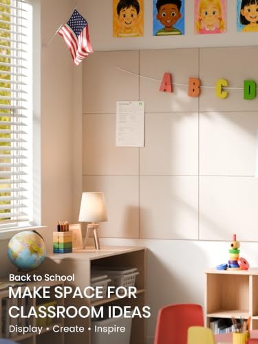 Bumusty 36"x 24" Large Felt Bulletin Board Tiles, Oatmeal