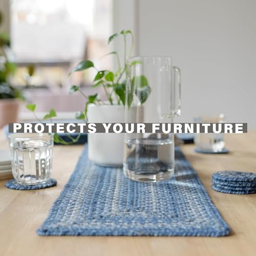 Homespice Denim Braided Table Runner for Coastal Decor, Oval 8x28 Set of 2