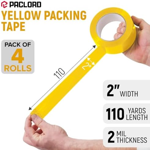 2" x 110 Yards Yellow Packing Tape, 4 Rolls