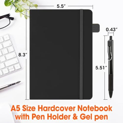 20 Pack Lined Journal Notebook with Pen, A5 Hardcover Leather Journal 5.5"*8.3", Black 136 Pages College Ruled Notebooks and Pen Set for Office School Business Supplies