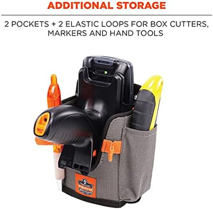 Ergodyne Squids 5543 Barcode Scanner Holder Equipment Mount for Gun Grip Mobile Computers, Handheld Bar Code Scanners, Fastener Straps to Attach to Forklift Gray Large