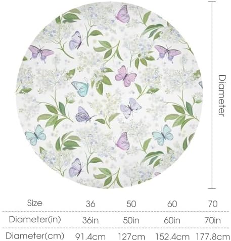 Butterfly Floral Tablecloth, Spring Summer Watercolor Flowers Plants Leaves Print Table Cover for Party Picnic Dinner Decor, 60x60in