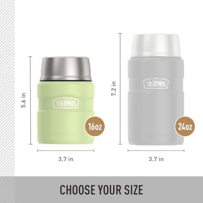 THERMOS Stainless King Food Jar with Spoon, 16oz, Matte Green