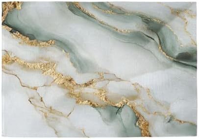 ALAZA White Marble Set of 6 Placemats Rectangle Table Mat for Dining Table Restaurant Kitchen Home Decor, 12" x 18"
