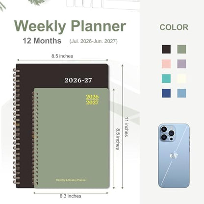 Planner 2026-2027, Weekly and Monthly Calendar Planner, JUL 2026 - JUN 2027
