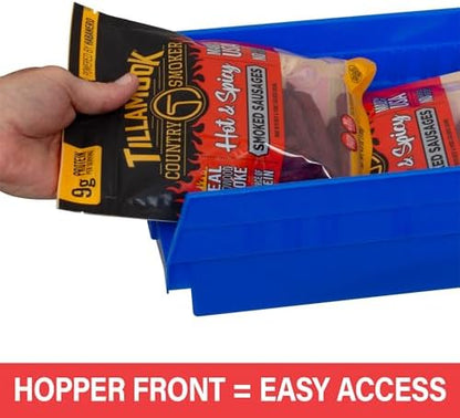 Akro-Mils 30150 Heavy Duty Plastic Shelf Bins, 12"x 8"x 4", Red, 12-Pack