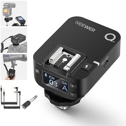 NEEWER QR 2.4G Wireless Flash Receiver for NEEWER QPRO-C, QPRO-N, QPRO-S Triggers, Single Contact with 2.5mm Sync Port, Hot Shoes, 1/4" Thread, Compatible with Godox Yongnuo NEEWER Vision4 S101 NW700