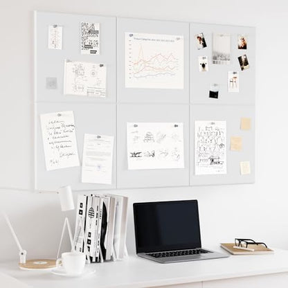 Neatsure Large Cork Board for Wall, 36" x 24" White Bulletin Board with Pushpins, 6 Panels Felt Tiles Tack Push Pin Board for Office