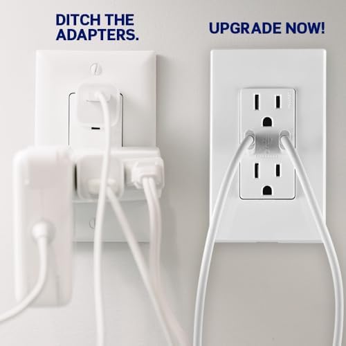 Leviton T5634-I 60W (20V@2.5A+ 5V@2A) USB Dual Type A/Type-C Power Delivery in-Wall Charger with 15A Tamper-Resistant Outlet, USB Charger for Smartphones, Tablets, Laptops, Ivory