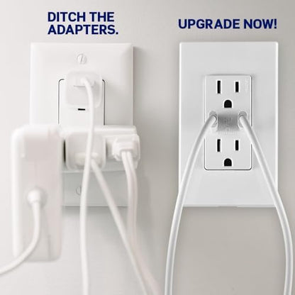 Leviton T5634-I 60W (20V@2.5A+ 5V@2A) USB Dual Type A/Type-C Power Delivery in-Wall Charger with 15A Tamper-Resistant Outlet, USB Charger for Smartphones, Tablets, Laptops, Ivory