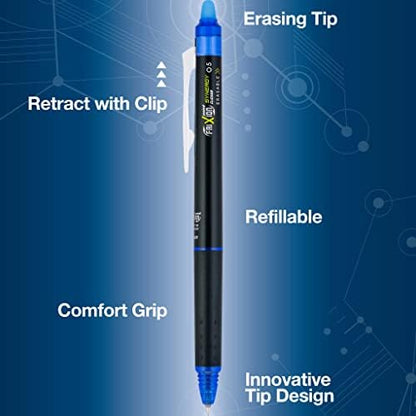 PILOT FriXion Synergy Clicker Erasable, Pack of 8, Blue