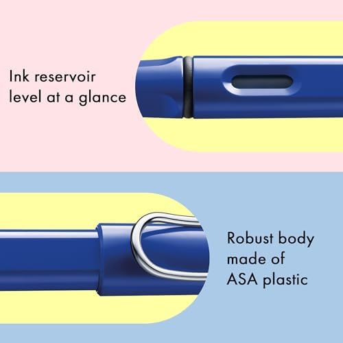 LAMY safari blue - Fountain Pen with ergonomic grip & polished steel nib in size F - ideal for any Writing & Calligraphy - including LAMY T 10 blue cartridge - Right-Handed