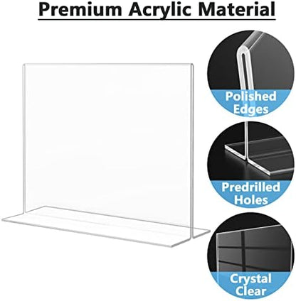 MaxGear Acrylic Sign Holder 8.5x11 Horizontal 6 Pack, Double-Sided Display