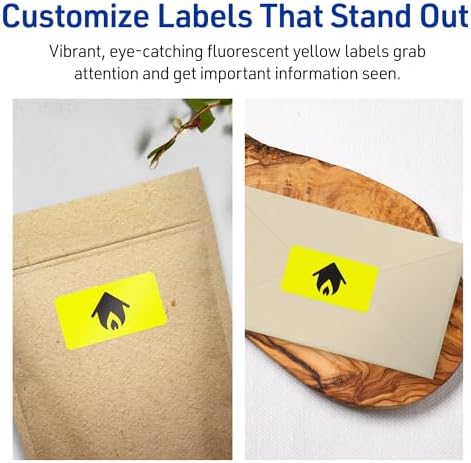 Avery® Printable Rectangle Labels, Sure Feed® Technology, 1" x 4", Neon Yellow Labels, Laser/Inkjet Printable, 1,600 Total, Great for Mailing and Cosmetics