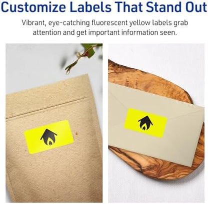 Avery® Printable Rectangle Labels, Sure Feed® Technology, 1" x 4", Neon Yellow Labels, Laser/Inkjet Printable, 1,600 Total, Great for Mailing and Cosmetics