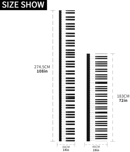 ALAZA Double-Sided Music Black and White Piano Keys Table Runner 14x108 Inches Long,Table Cloth Runner for Wedding Birthday Party Kitchen Dining Home Everyday Decor