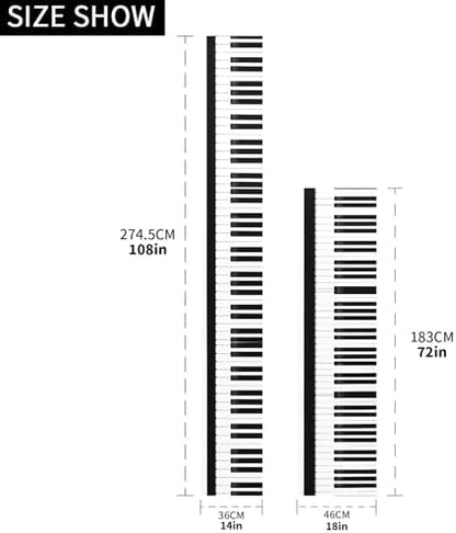ALAZA Double-Sided Music Black and White Piano Keys Table Runner 14x108 Inches Long,Table Cloth Runner for Wedding Birthday Party Kitchen Dining Home Everyday Decor