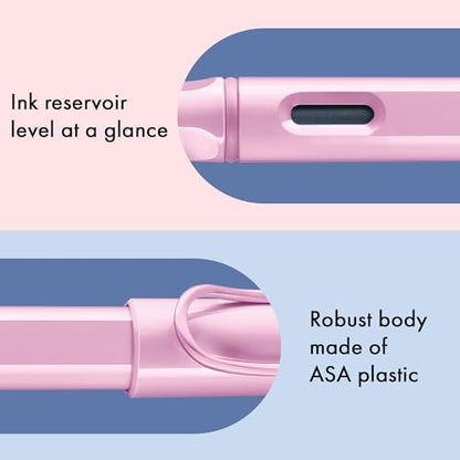 LAMY safari lightrose - Fountain Pen with ergonomic grip & polished steel nib in size M - ideal for any Writing & Calligraphy - including LAMY T 10 blue cartridge - Right-Handed