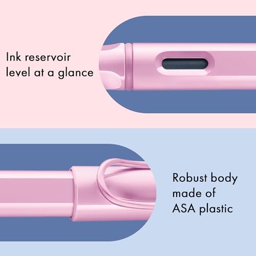 LAMY safari lightrose - Fountain Pen with ergonomic grip & polished steel nib in size F - ideal for any Writing & Calligraphy - including LAMY T 10 blue cartridge - Right-Handed