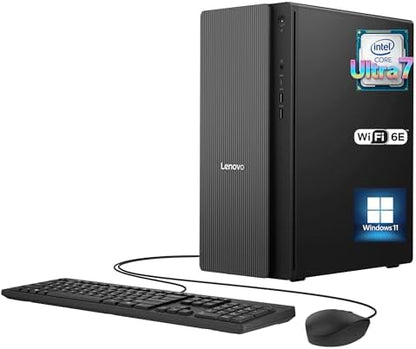 Lenovo IdeaCentre Tower Desktop Computer • 20-core Intel Ultra 7 265K Processor • 32GB DDR5 • 1TB SSD • Office 365 for The Web • HDMI + VGA, Wi-Fi 6E • Wired Keyboard & Mouse • Windows 11