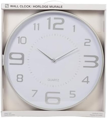Kiera Grace Wall Clock, 18 Inch, White Modern Classic Quartz Wall Clocks Battery Operated, Silent Non Ticking Home Decor for Living Room, Kitchen, Bathroom