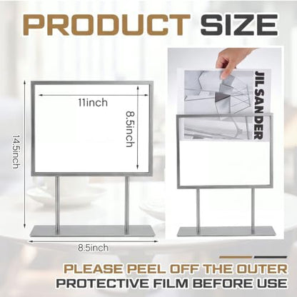 Zhengmy 1 Pack Tabletop Sign Holder, 11" w × 8.5" h, Landscape, White