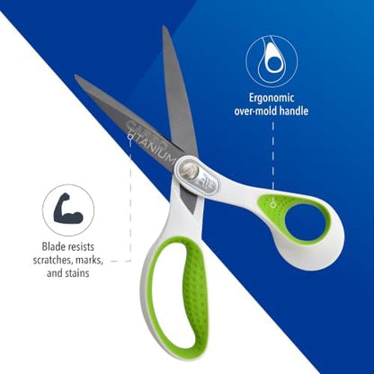 Westcott 7- and 9-Inch CarboTitanium Fabric Scissors for Fabric Cutting, Quilting, and Sewing Projects, White/Green, 2 Pack