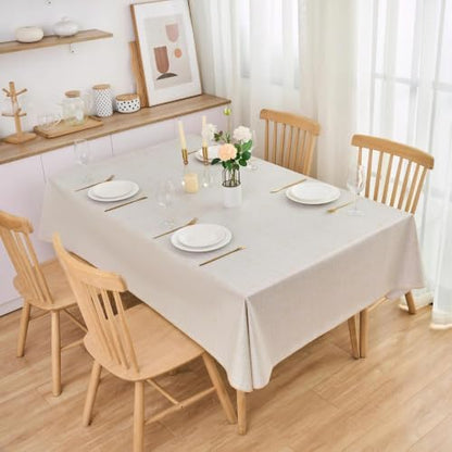 LIBERECOO Heavy Duty Vinyl Tablecloth with Flannel Backing Waterproof Oil-Proof Plastic Table Cloth Stain-Resistant Wipeable Rectangle or Square Table Cover for Indoor and Outdoor 60 x 102 Inch