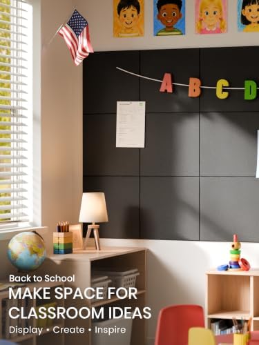 Bumusty 48"x 36" Large Felt Bulletin Board Tiles, Black