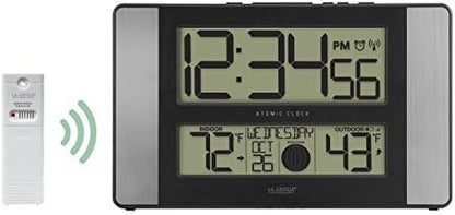 La Crosse Technology 513-1417AL-INT Atomic Clock w Outdoor Temp, Grey/Black