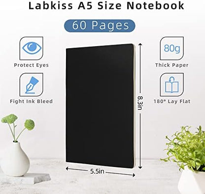 24 Pack Blank Notebook & Journal Bulk, Black Cover, Unlined Plain Thick Paper, A5 Size, 5.5x8.3 inch, 60 Page, Small Sketchbook Subject Note Pad Set for Women Men Kids Traveler Student Office