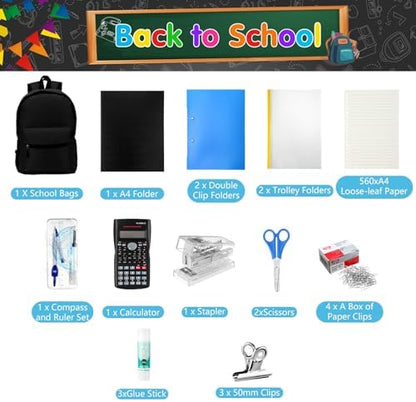 Gilprop 81 Pcs School Supplies Kit Back to School Supply Bundle, Black