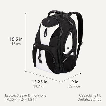 SWISSGEAR 1900 ScanSmart Laptop Backpack, Fits Most 17-Inch Laptops, TSA-Friendly Lay-Flat Design, RFID Protection, and Tablet Pocket, Black, 31L, 18.5-Inch