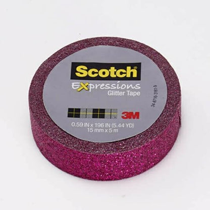 Scotch Expressions Glitter Washi Tape, Arts and Crafts Tape, .59 in x 196 in, Hot Pink Glitter, 6 Rolls (Pack of 6)