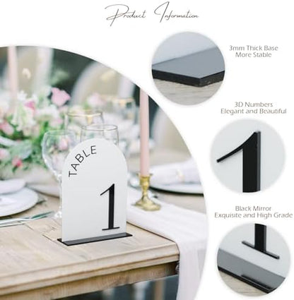 White Arch Wedding Table Numbers 1-20 with Stands