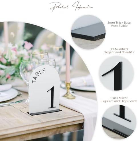 White Arch Wedding Table Numbers 1-10 with Stands