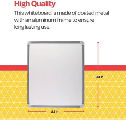 School Smart Large Magnetic Dry Erase Board, Aluminum Frame, 30 x 23 Inches