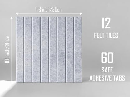 Slated Felt Bulletin Board Tiles | Cork Board Alternative for Walls | Wall Panels for Office & Home Decor | Aesthetic Pinboard & Photo Board | 12-Pack (11.8" x 11.8") with Adhesive | Blue Marble