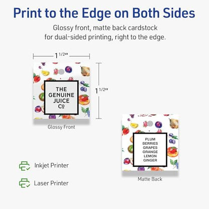 Avery® Printable Square Tags, Sure Feed® Technology, 1-1/2" x 1-1/2", Glossy White Cardstock, Print-To-The-Edge, Laser/Inkjet Printable, 200 Total, Great for Custom Gift or Branding Tags