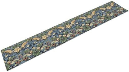 William Morris Floral Table Runner, Vintage Flowers Botanical Printed Table Runner for Home Kitchen Dining Table Decoration,13x36 Inch Strawberry Thief