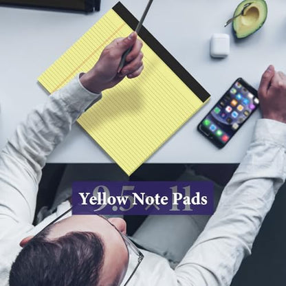 2 Pack Note Pads 11" x 9.5" Legal Pads College Ruled Notepad Micro Perforated Writing Pads Yellow Lined Paper 80GSM College Ruled Paper Pad of Paper 30 Sheets Notebook for School, To-Do Lists, Office
