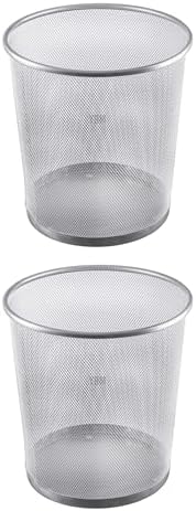 YBM Home Wire Steel Mesh Trash Can - 4.75-Gallon Waste Basket for Under Desk, Office, Home, Bathroom, Laundry Room - Round Open Top Metal Wastebasket Trashcan, Silver