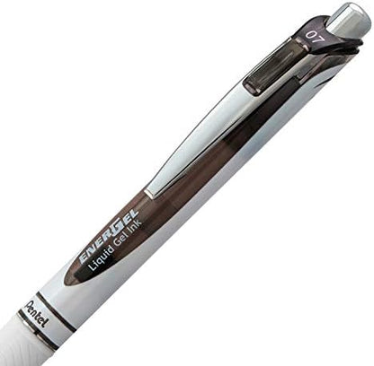 Pentel EnerGel Pearl Retractable Liquid Gel Pen, 0.7mm Black/Blue/Violet Ink, 12 Pack (BL77W12C)