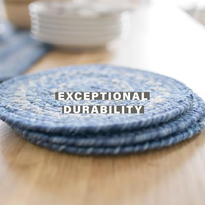 Homespice Denim Braided Trivets Ideal as Pot Holders, Round 8" Set of 6