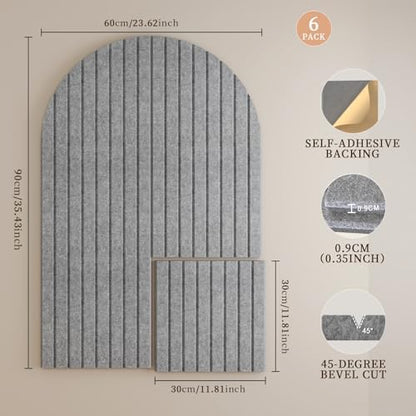 JBER Arched Cork Board Alternative 36" x 24", 6 Pack, Light Gray