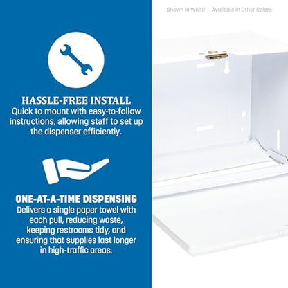 SANT1800WH - Standard Key-Lock Singlefold Towel Dispenser, Steel, 10 3/4 X 6 X 7 1/2, White