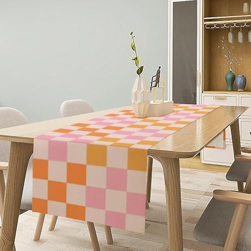 Retro 70s Floral Table Runner Spring Groovy Flower Dinner Runner for Home Kitchen Dining Table Decoration 13x60 Inch