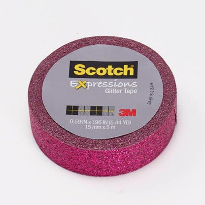 Scotch Expressions Glitter Washi Tape, Arts and Crafts Tape, .59 in x 196 in, Hot Pink Glitter, 6 Rolls