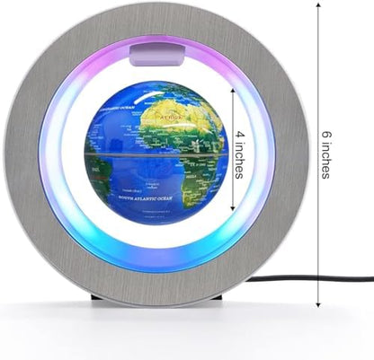 Flagest Magnetic Levitation Floating Globe - Levitating O Shape Globe with LED Lights for Education Home Office Desk Decor - Birthday Holiday Party Gift (4Inches）