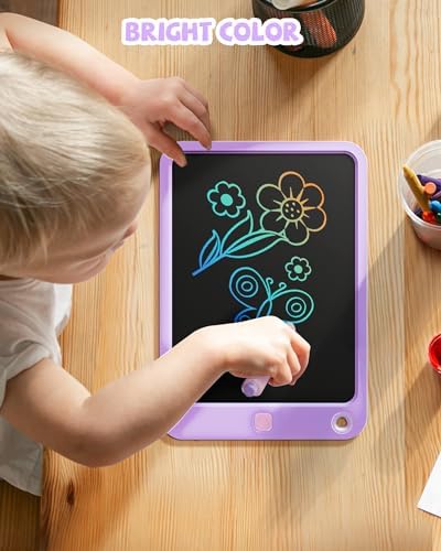 LCD Writing Tablet 10 Inch, Toys for 3 4 5 6 7 8 9 10 Year Old Boys Girls, Colorful Doodle Board Drawing Tablet, Gift for Boys Toddlers Age 3-12 Years, Memo Board, Drawing Pads with Lanyard(Purple)